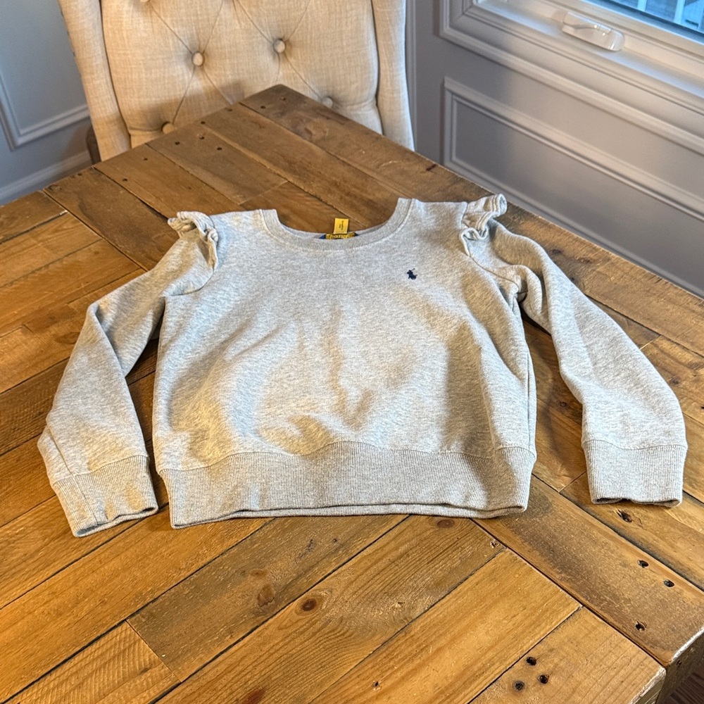 Polo by Ralph Lauren Gray Kids Sweatshirt with Ruffle Sleeves
